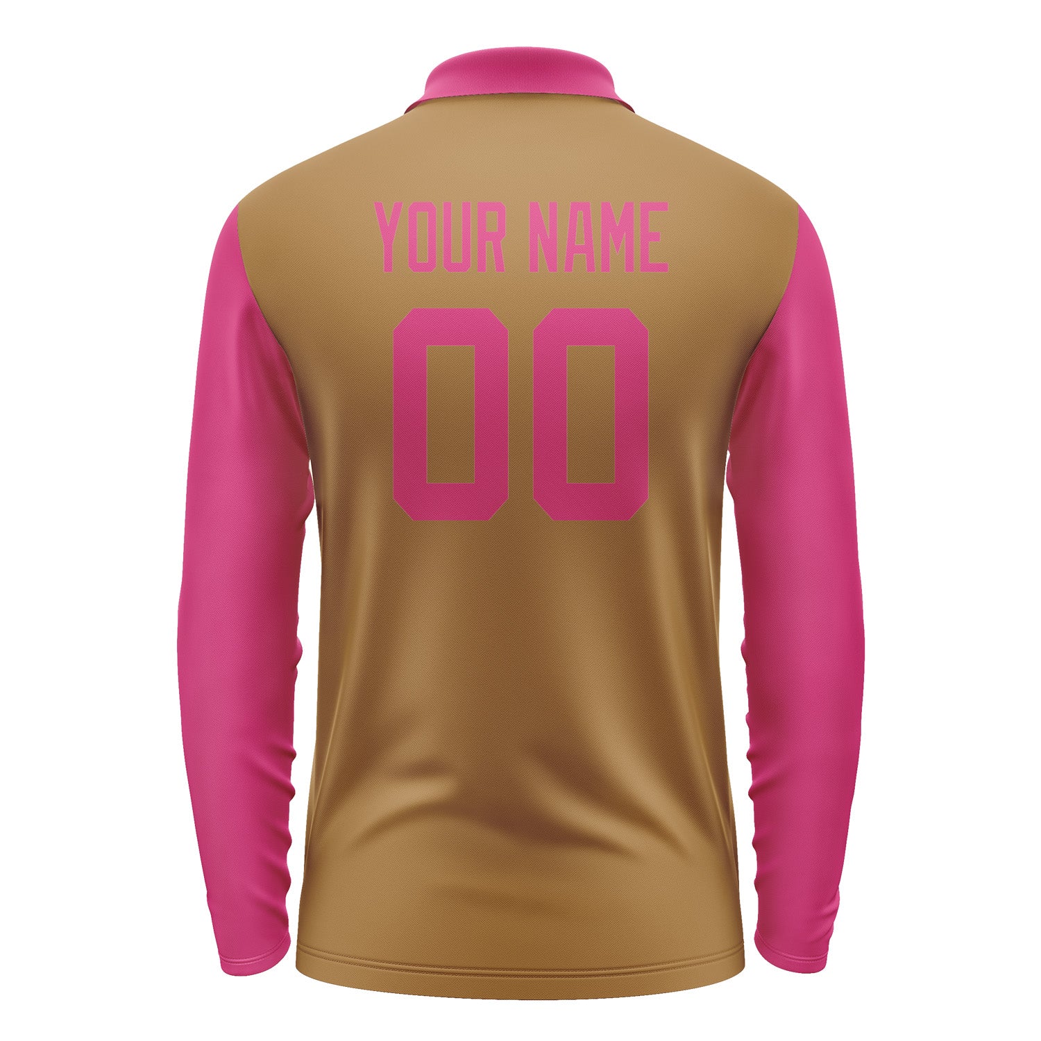 Custom Khaki Pink Long Sleeve Polo Shirt Pl221313B113
