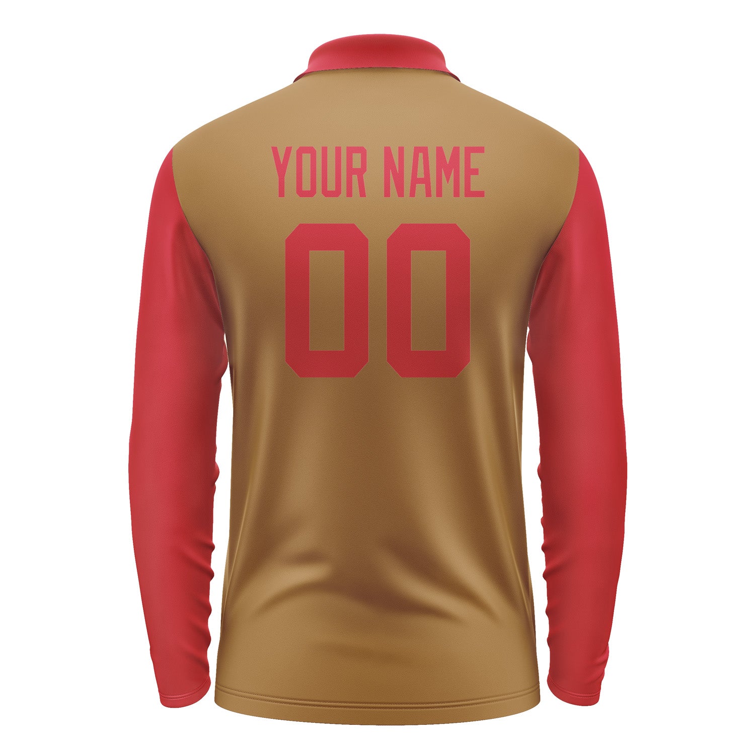 Custom Khaki Red Long Sleeve Polo Shirt Pl221414B114