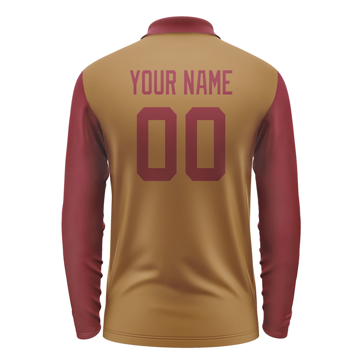 Custom Khaki Crimson Red Long Sleeve Polo Shirt Pl221515B115