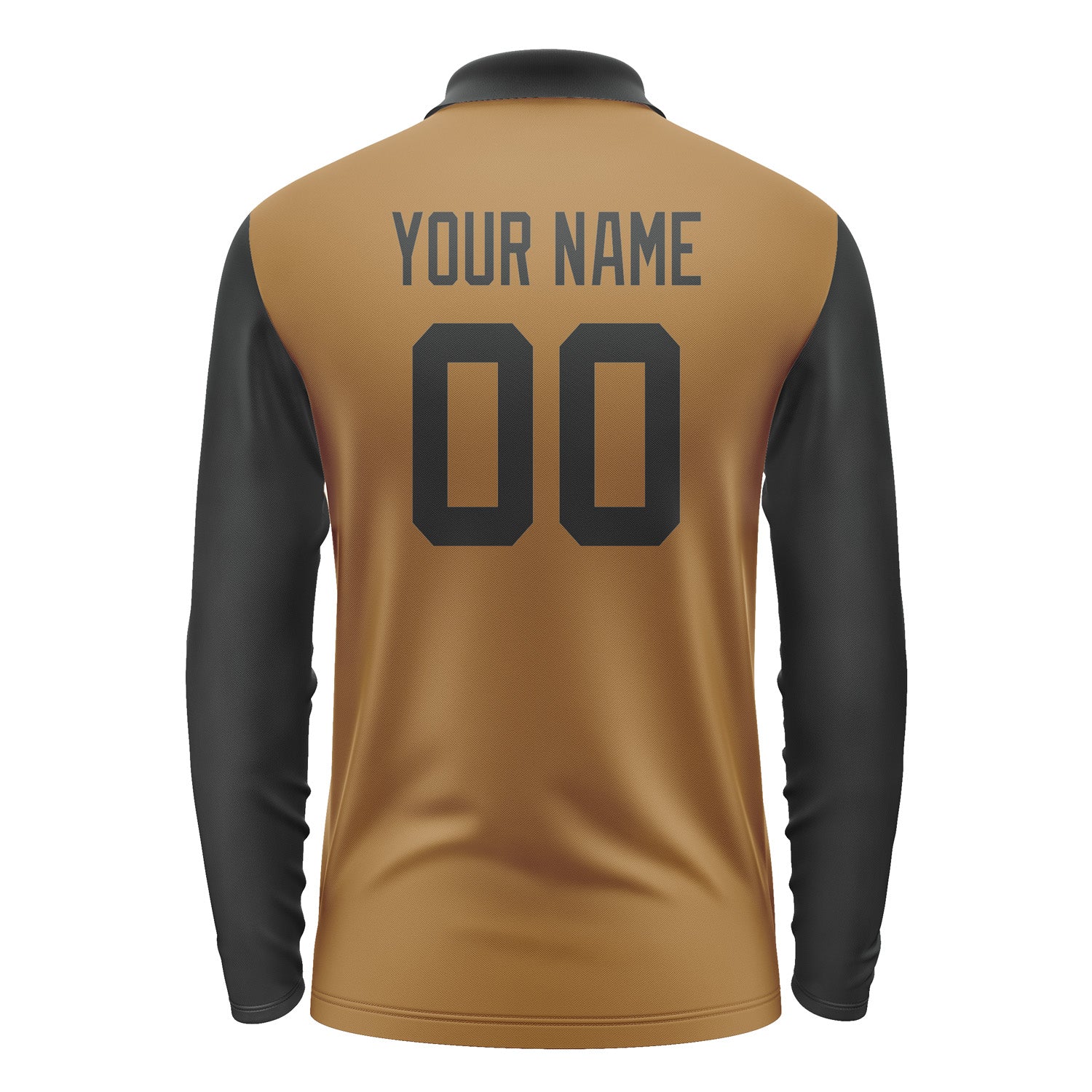 Custom Khaki Black Long Sleeve Polo Shirt Pl221717B117