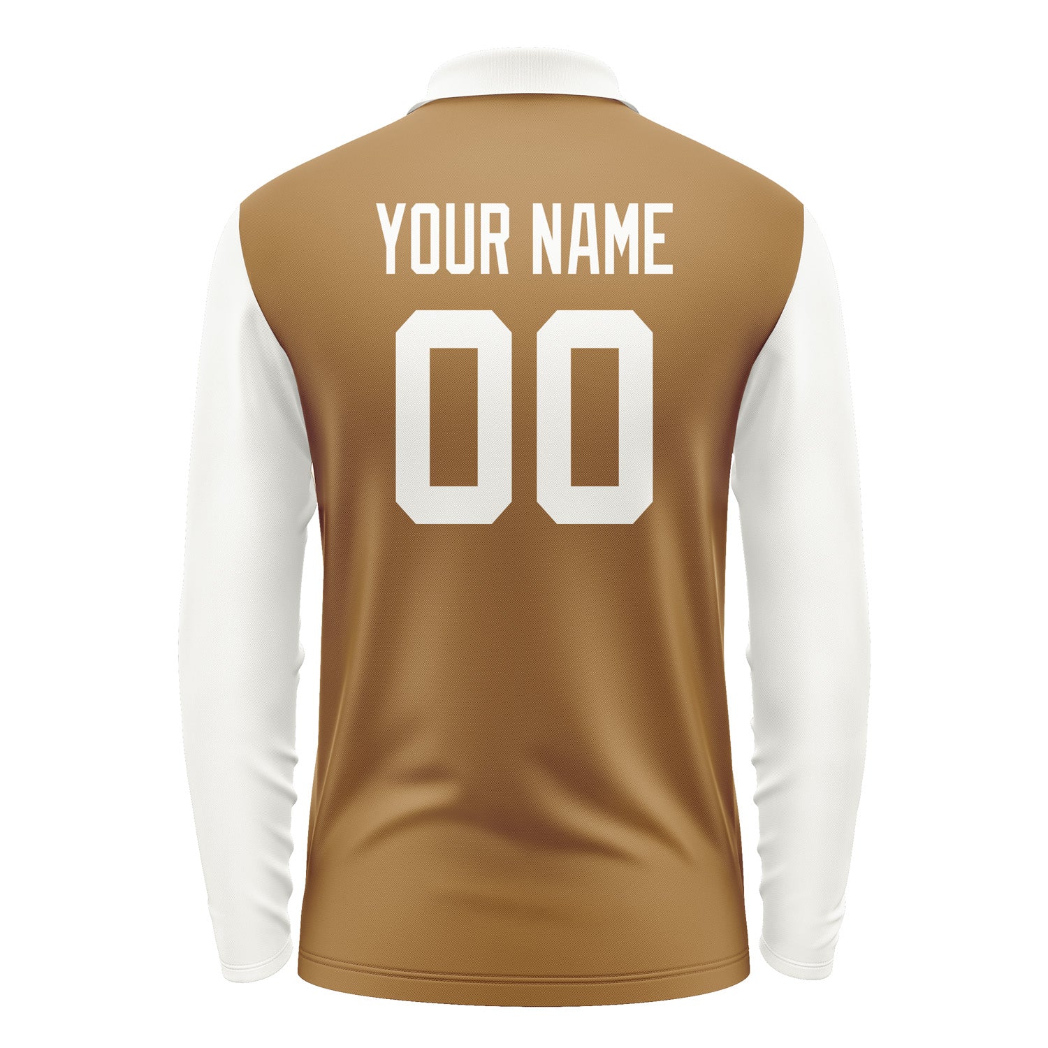 Custom Khaki White Long Sleeve Polo Shirt Pl221818B118