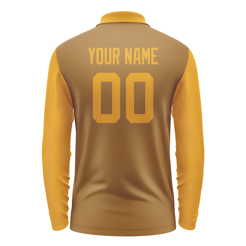 Custom Khaki Yellow Long Sleeve Polo Shirt Pl221919B119