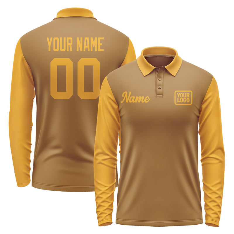Custom Khaki Yellow Long Sleeve Polo Shirt Pl221919B119