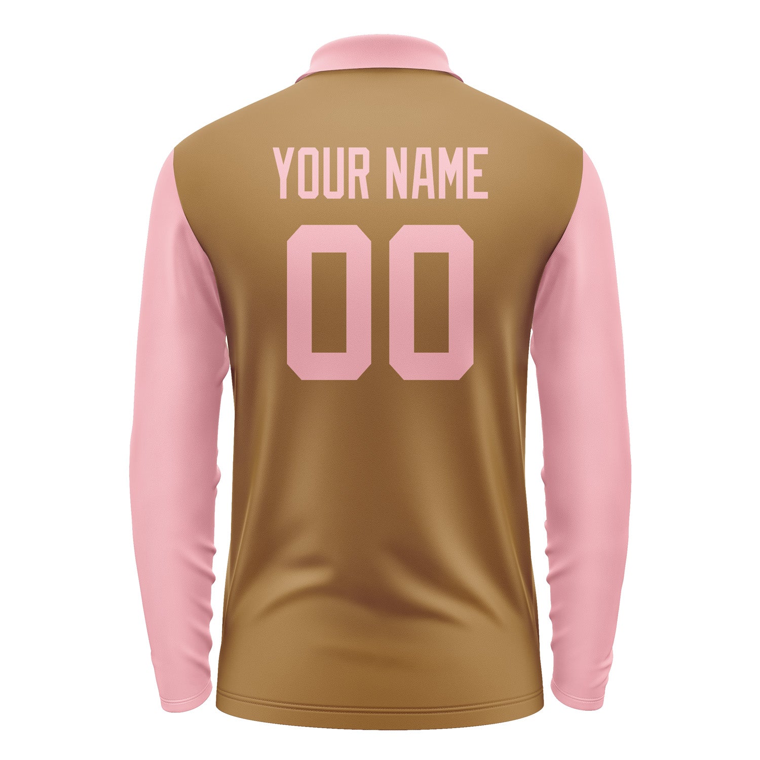 Custom Khaki Light Pink Long Sleeve Polo Shirt Pl222121B121