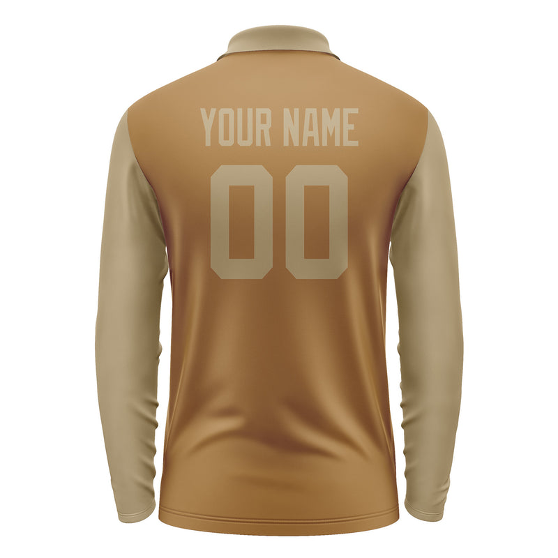 Custom Khaki Light Khaki Long Sleeve Polo Shirt Pl222525B125