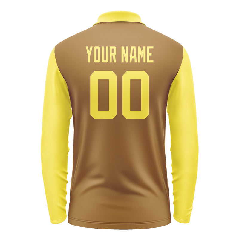 Custom Khaki Light Yellow Long Sleeve Polo Shirt Pl222626B126