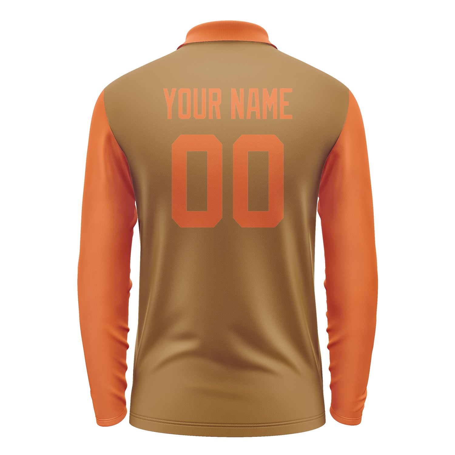 Custom Khaki Orange Long Sleeve Polo Shirt Pl222828B128
