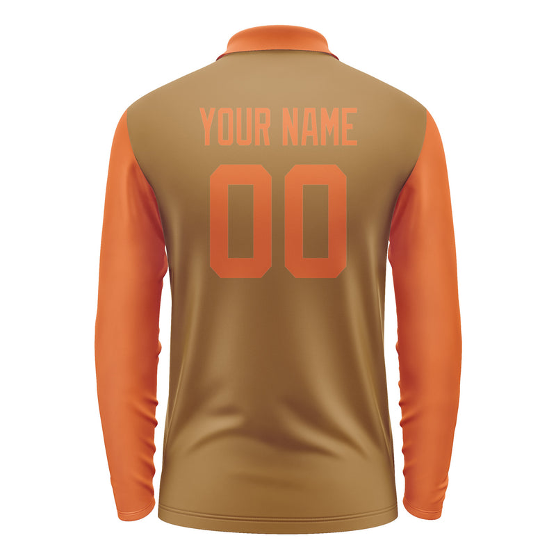 Custom Khaki Orange Long Sleeve Polo Shirt Pl222828B128