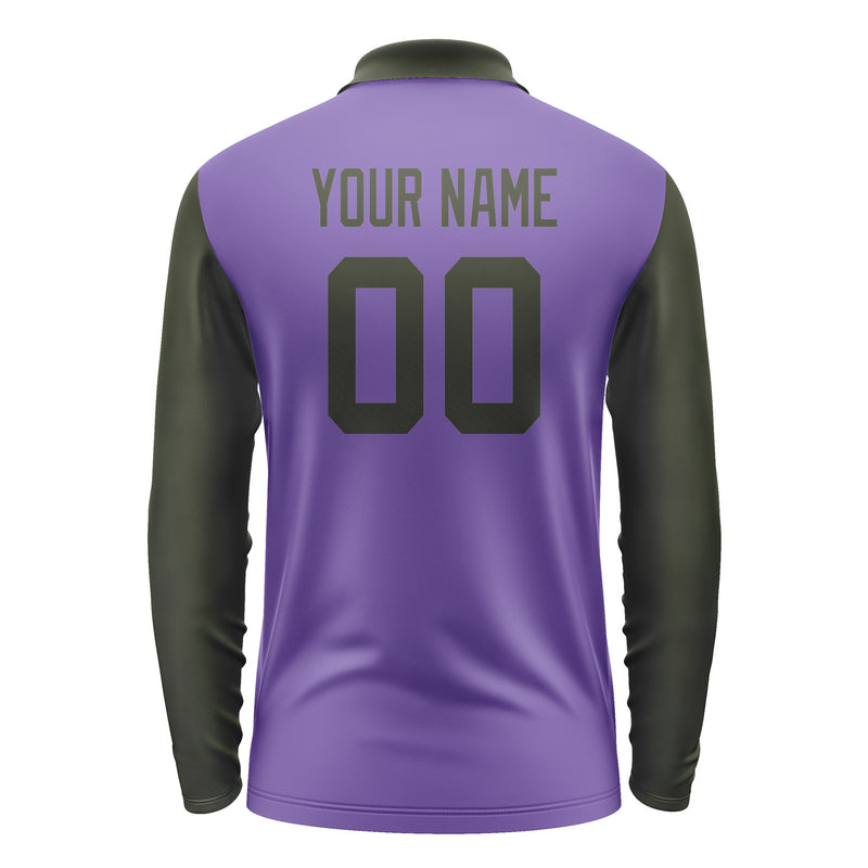 Custom Light Purple Olive Long Sleeve Polo Shirt Pl230202B102