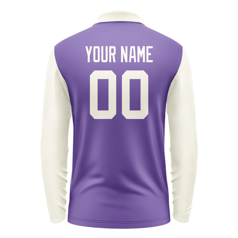 Custom Light Purple Cream Long Sleeve Polo Shirt Pl230303B103