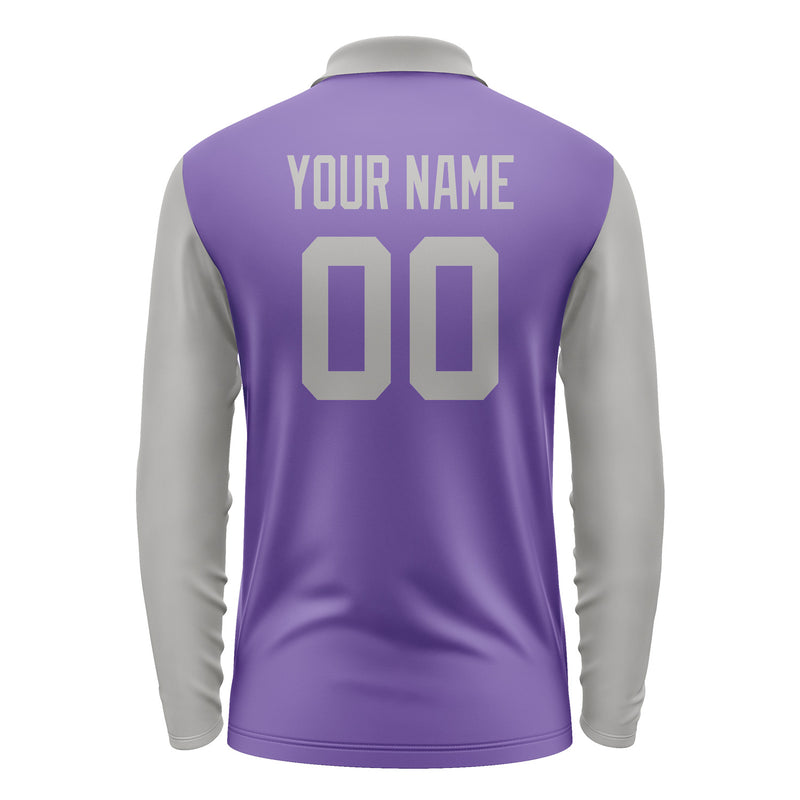 Custom Light Purple Gray Long Sleeve Polo Shirt Pl230404B104