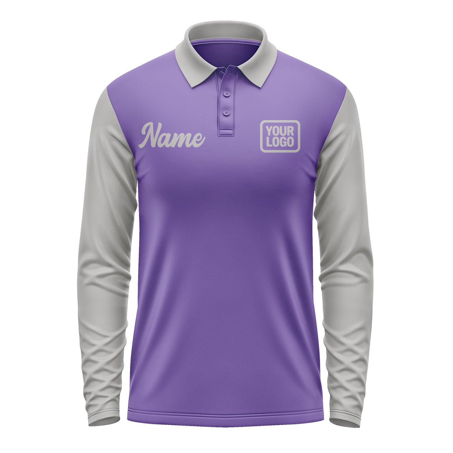 Custom Light Purple Gray Long Sleeve Polo Shirt Pl230404B104