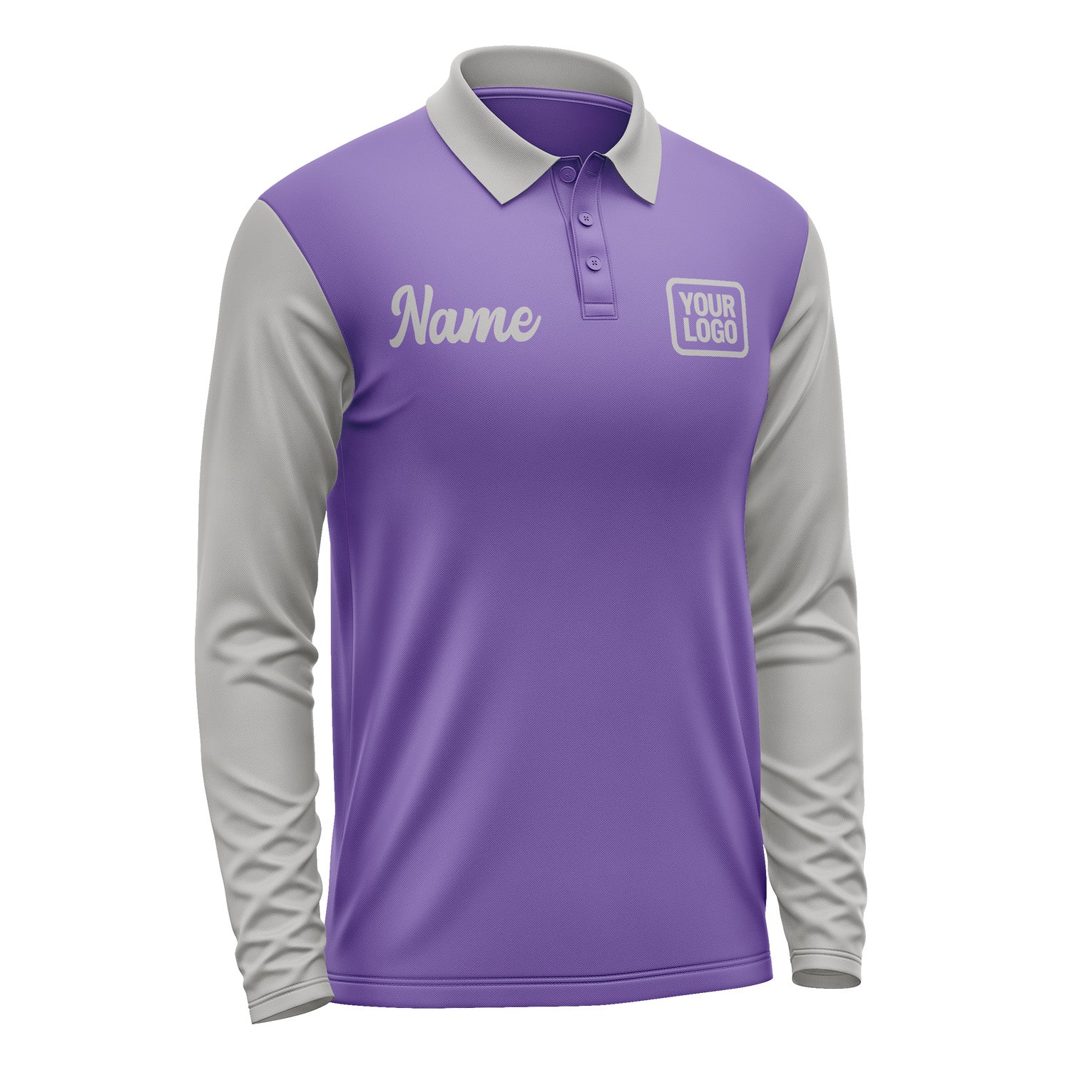 Custom Light Purple Gray Long Sleeve Polo Shirt Pl230404B104