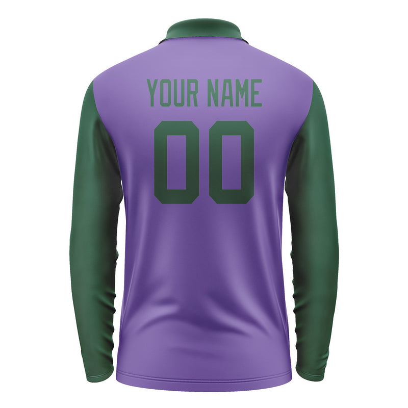 Custom Light Purple Green Long Sleeve Polo Shirt Pl230505B105