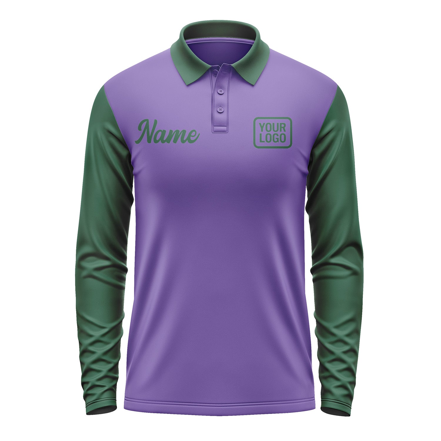 Custom Light Purple Green Long Sleeve Polo Shirt Pl230505B105