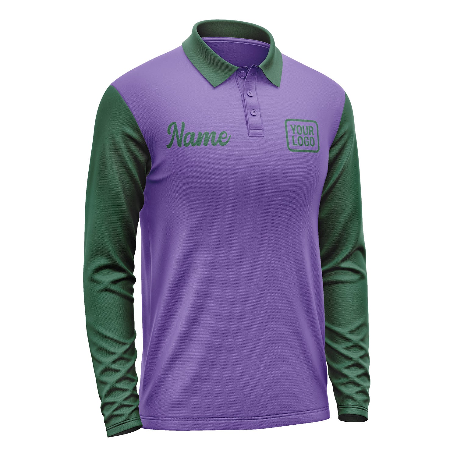 Custom Light Purple Green Long Sleeve Polo Shirt Pl230505B105