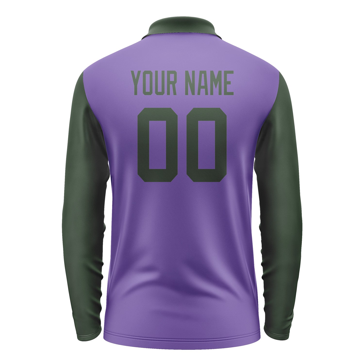 Custom Light Purple Dark Green Long Sleeve Polo Shirt Pl230606B106