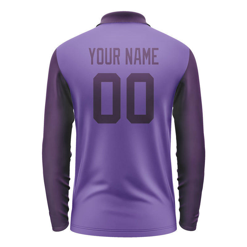 Custom Light Purple Purple Long Sleeve Polo Shirt Pl230707B107