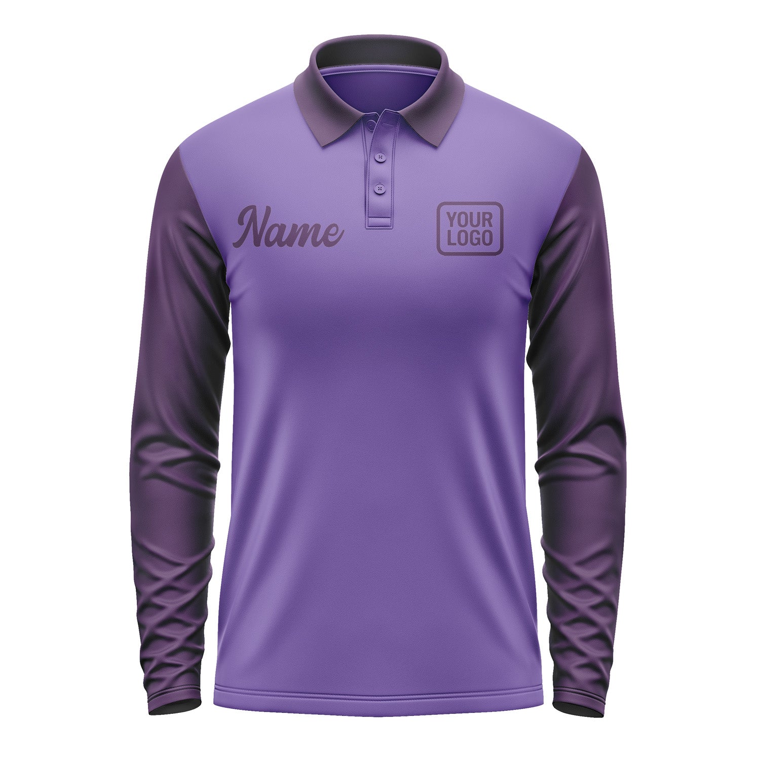 Custom Light Purple Purple Long Sleeve Polo Shirt Pl230707B107