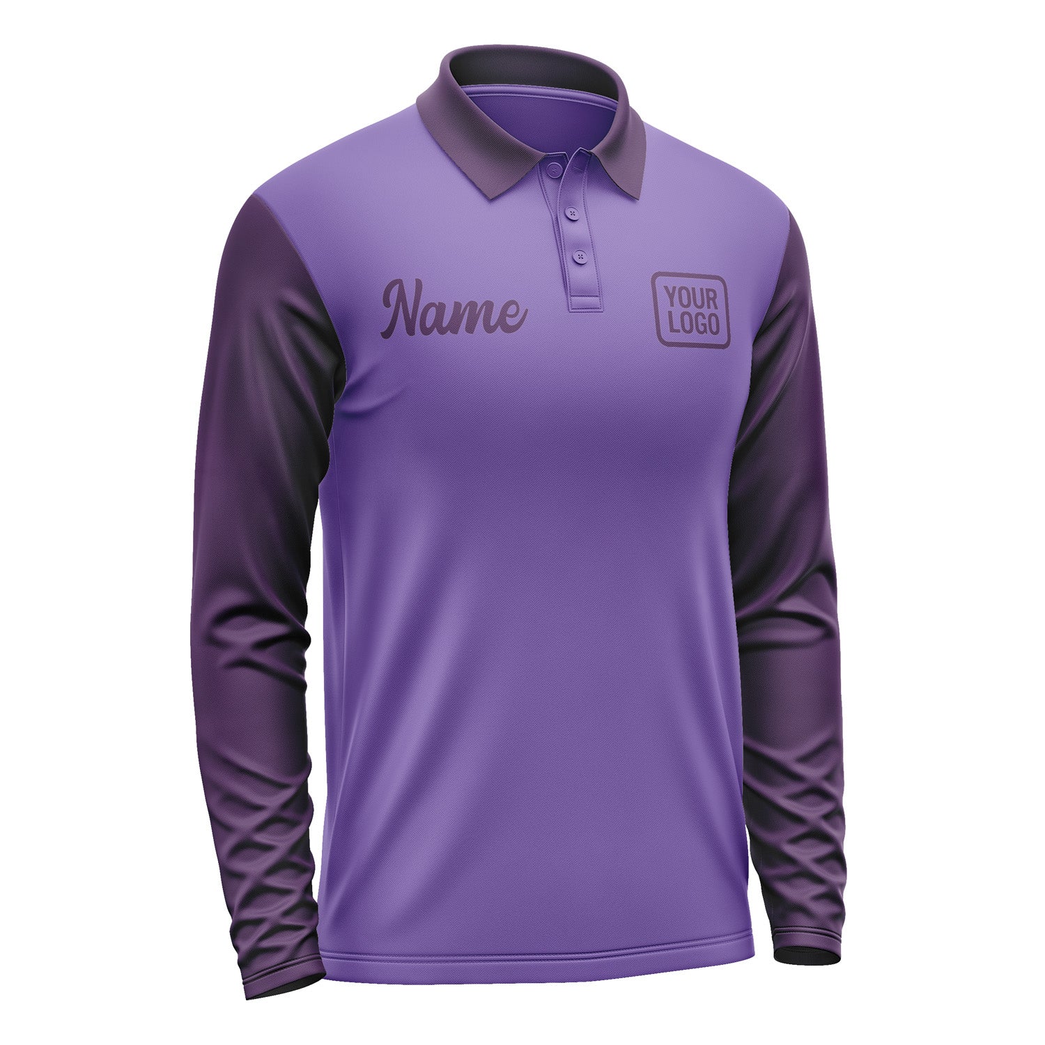 Custom Light Purple Purple Long Sleeve Polo Shirt Pl230707B107