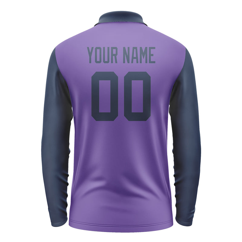 Custom Light Purple Blue Long Sleeve Polo Shirt Pl231010B110