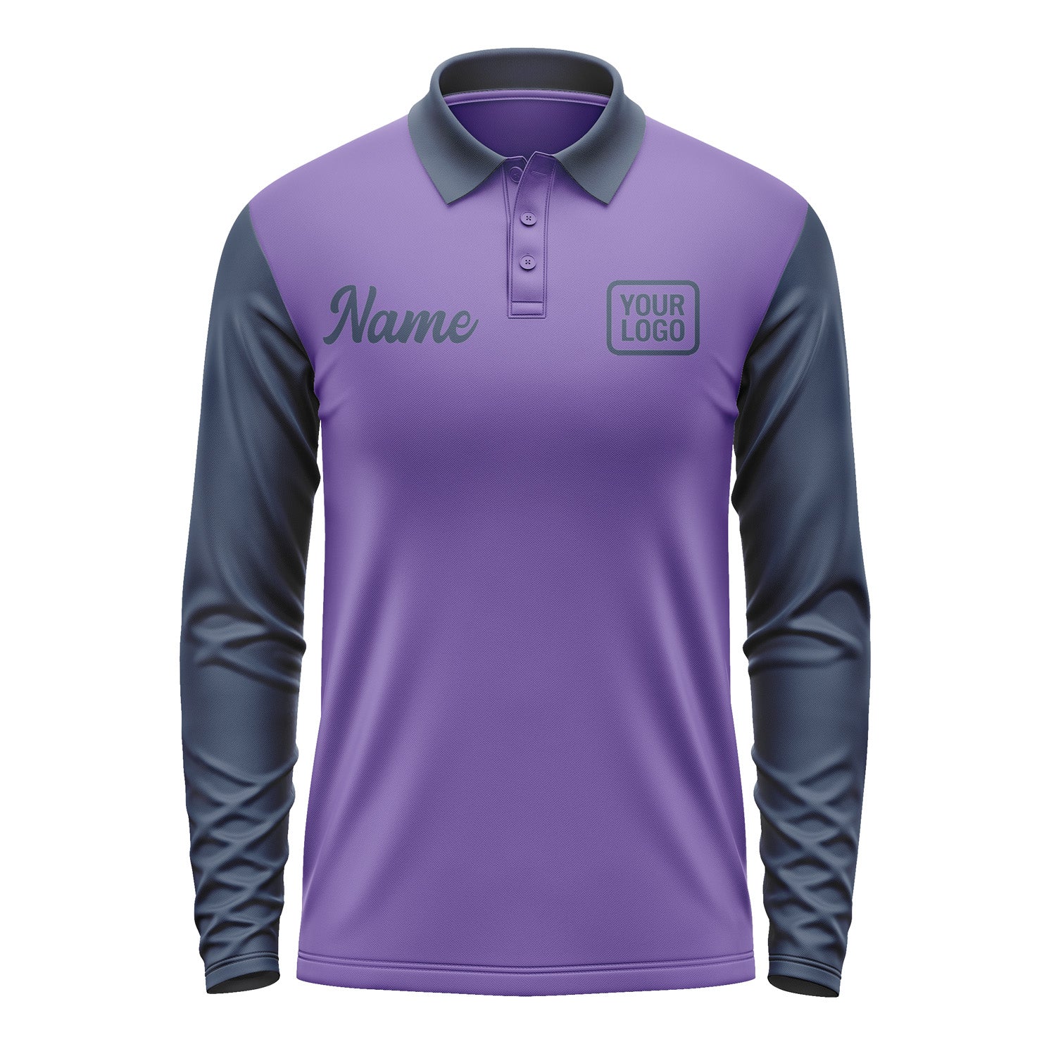 Custom Light Purple Blue Long Sleeve Polo Shirt Pl231010B110