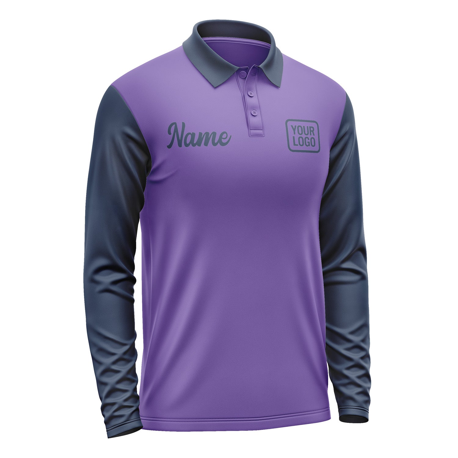 Custom Light Purple Blue Long Sleeve Polo Shirt Pl231010B110