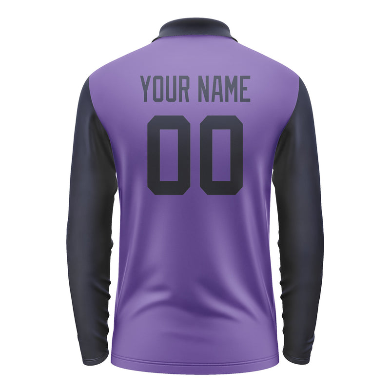 Custom Light Purple Navy Long Sleeve Polo Shirt Pl231111B111