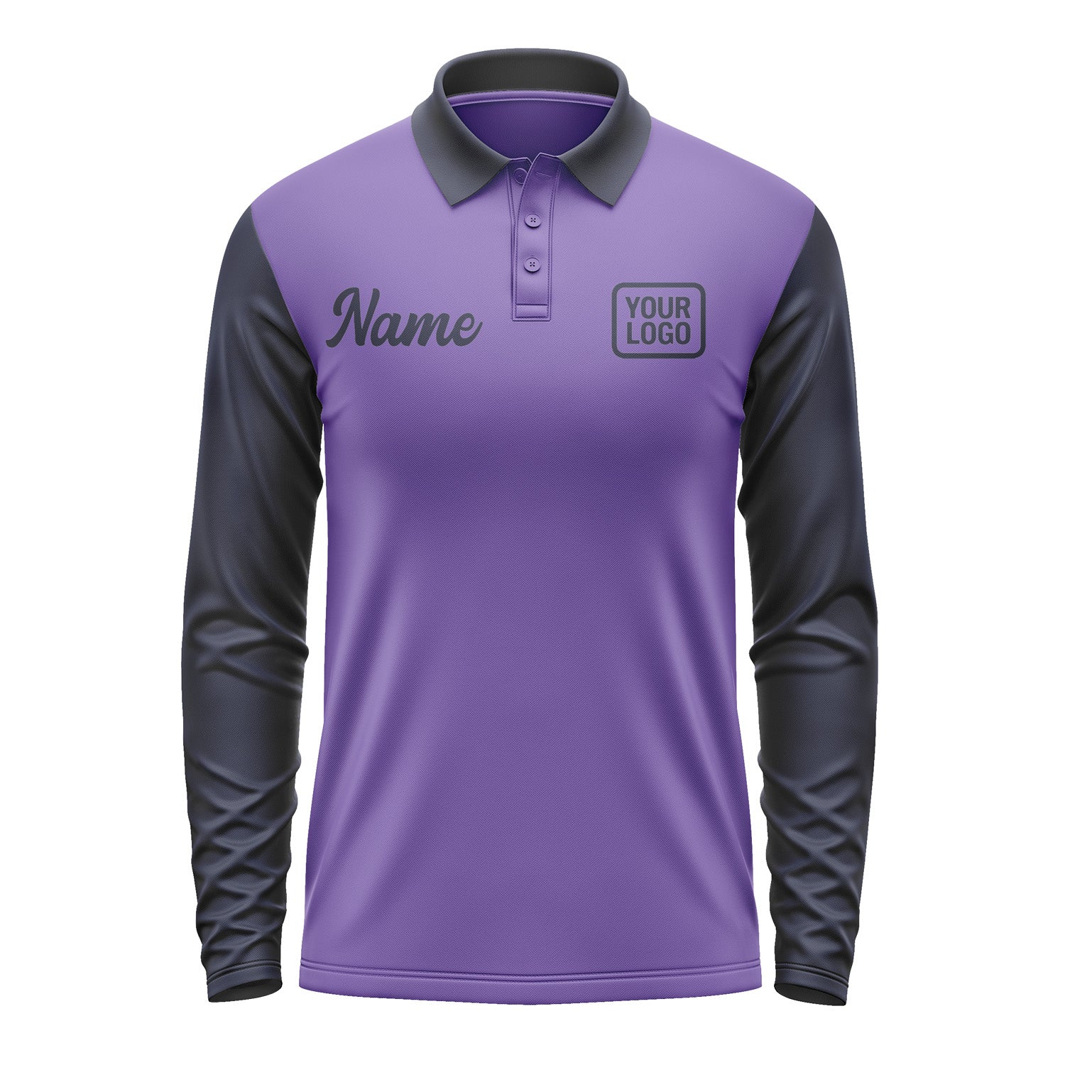 Custom Light Purple Navy Long Sleeve Polo Shirt Pl231111B111