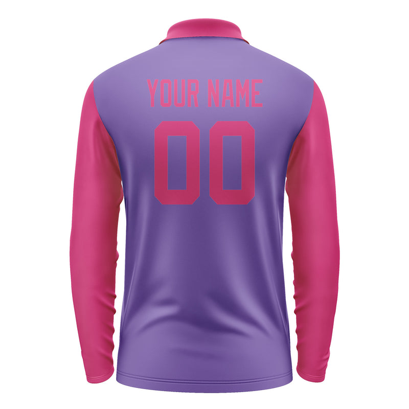 Custom Light Purple Pink Long Sleeve Polo Shirt Pl231313B113