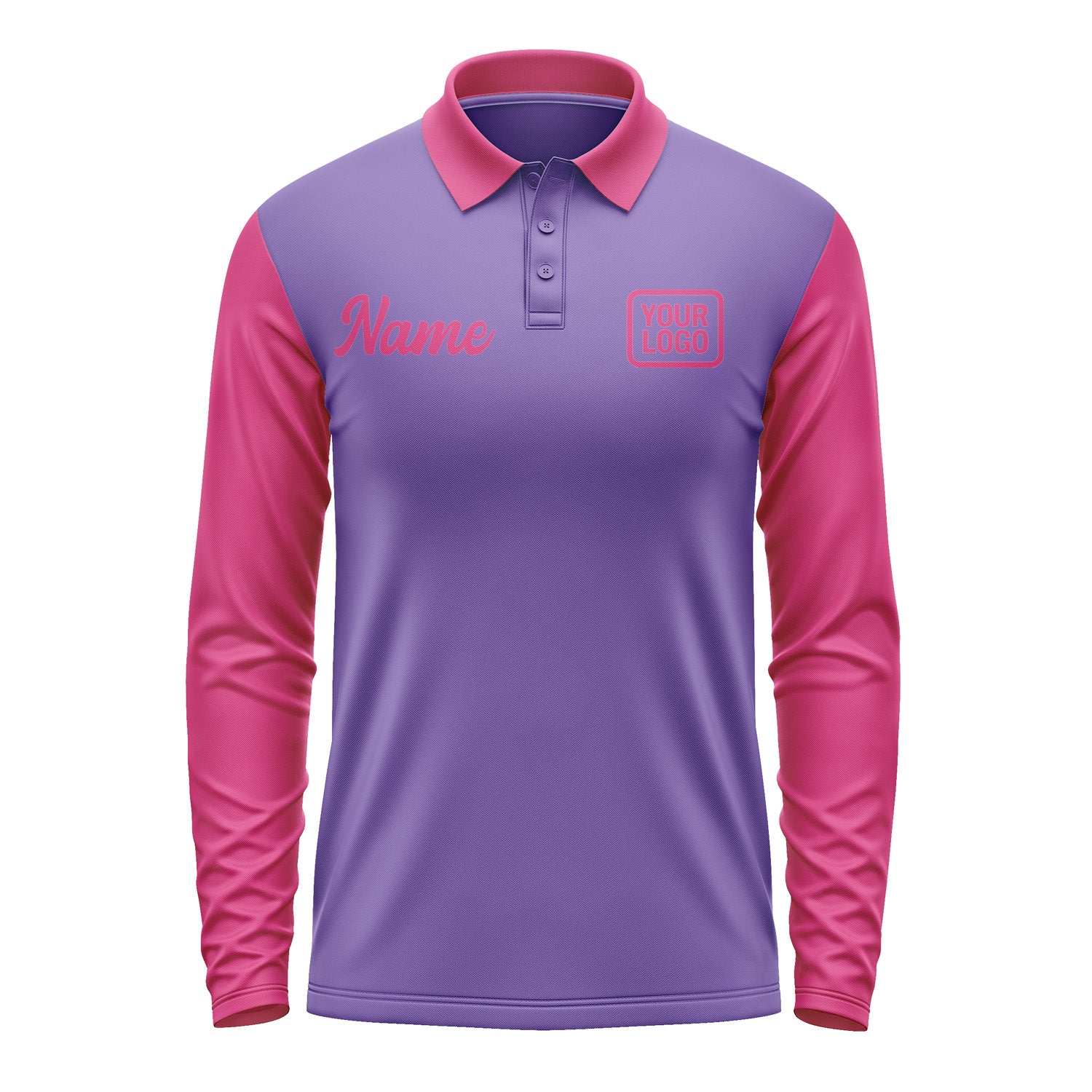 Custom Light Purple Pink Long Sleeve Polo Shirt Pl231313B113
