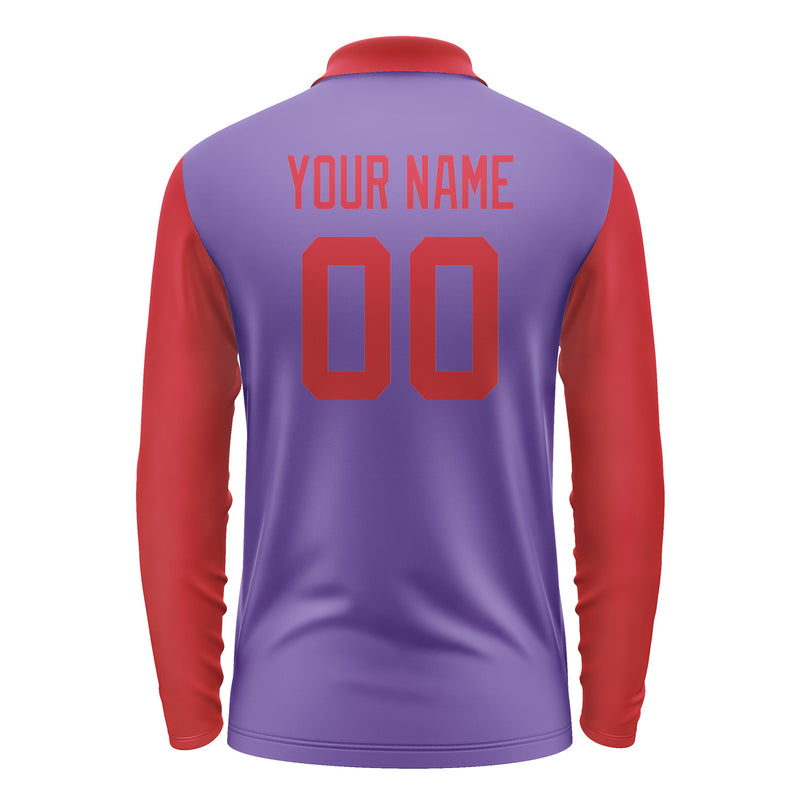 Custom Light Purple Red Long Sleeve Polo Shirt Pl231414B114