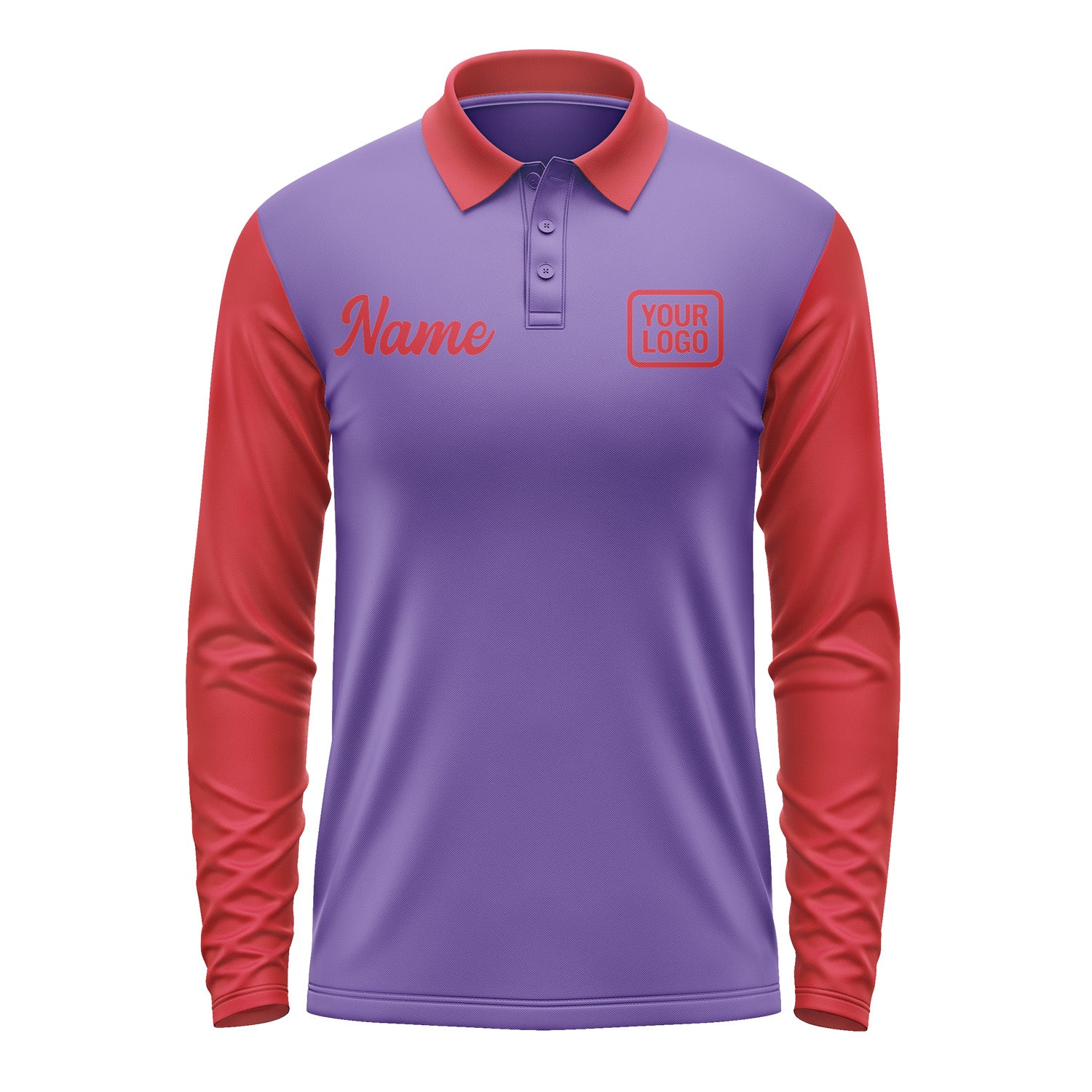 Custom Light Purple Red Long Sleeve Polo Shirt Pl231414B114