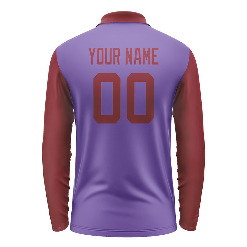 Custom Light Purple Crimson Red Long Sleeve Polo Shirt Pl231515B115