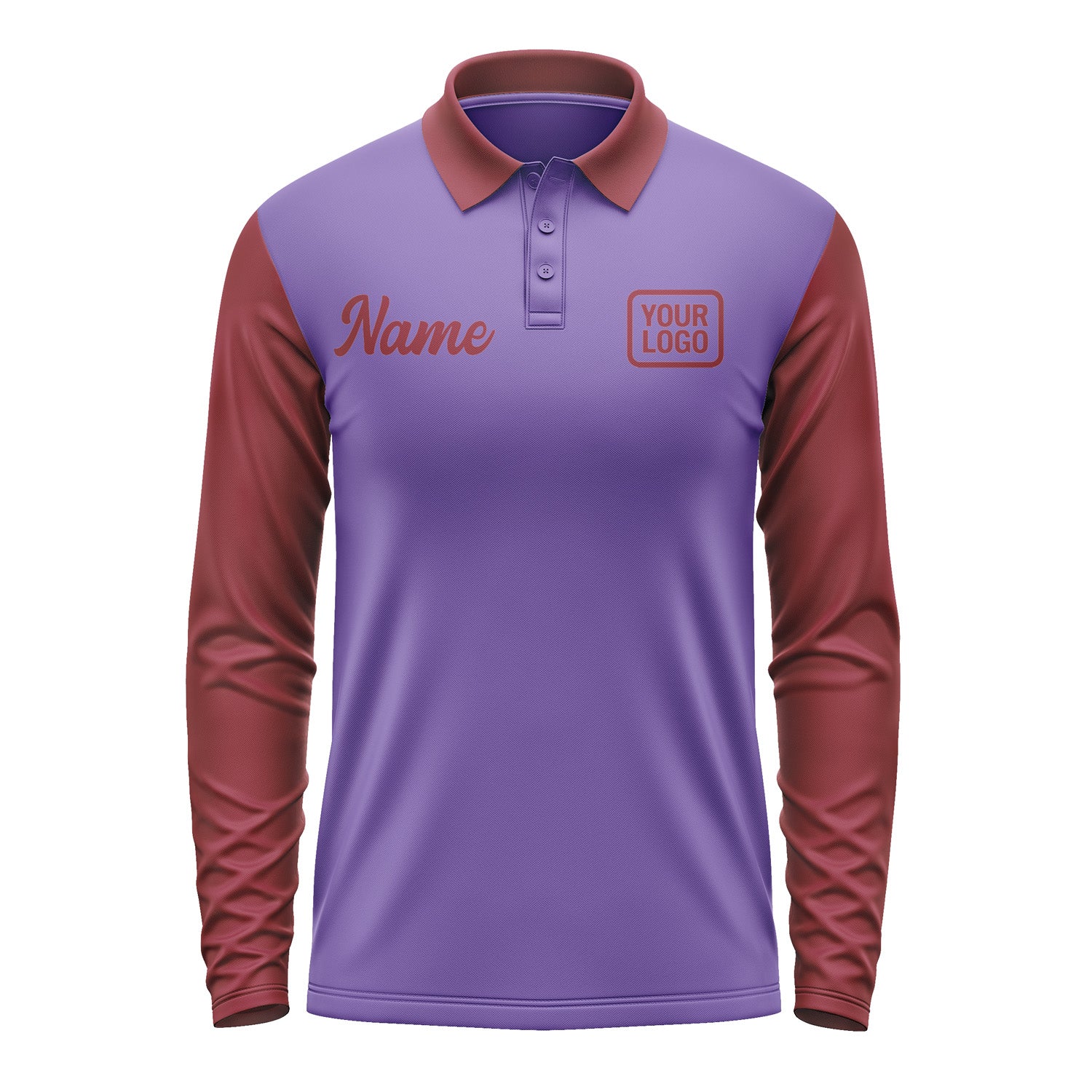 Custom Light Purple Crimson Red Long Sleeve Polo Shirt Pl231515B115