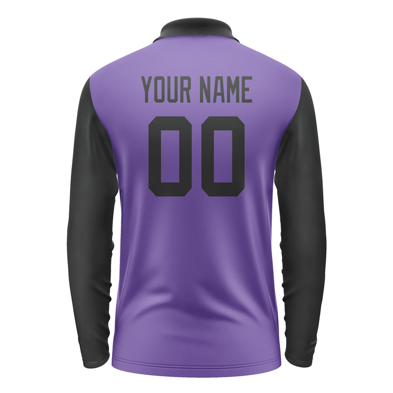 Custom Light Purple Black Long Sleeve Polo Shirt Pl231717B117