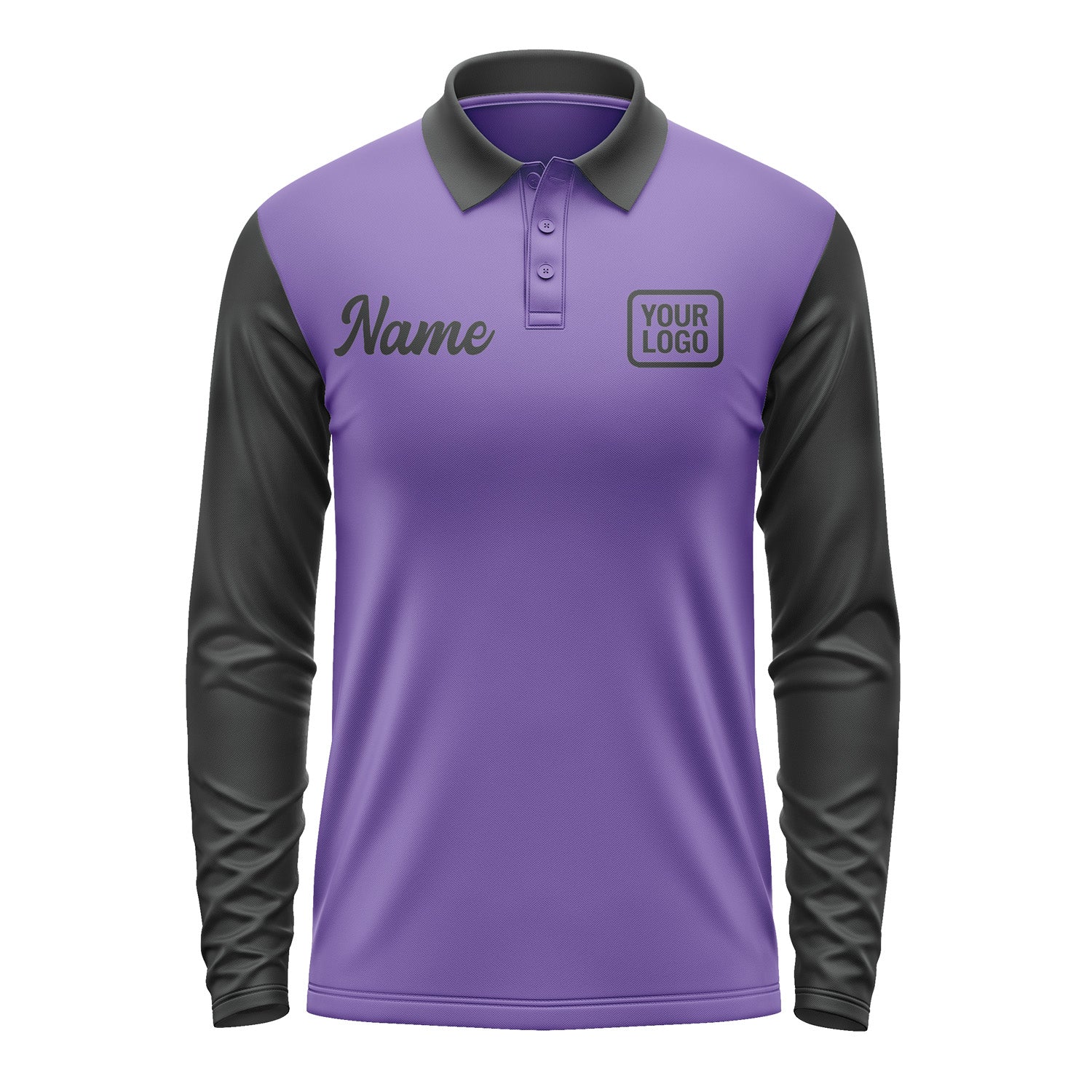 Custom Light Purple Black Long Sleeve Polo Shirt Pl231717B117