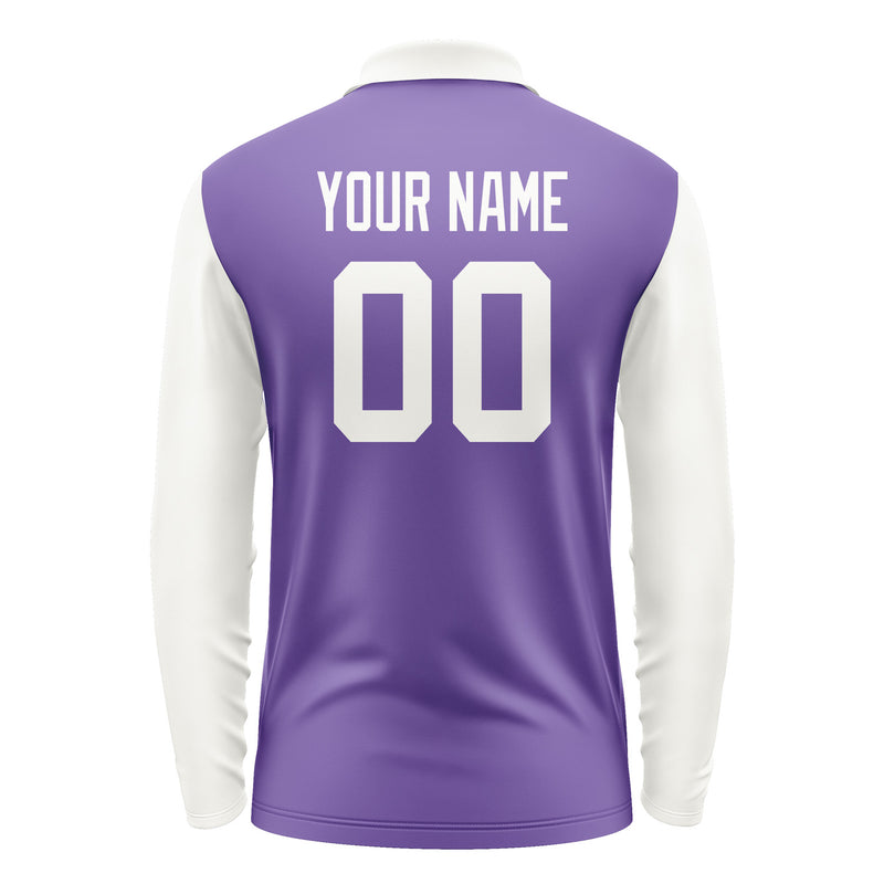 Custom Light Purple White Long Sleeve Polo Shirt Pl231818B118