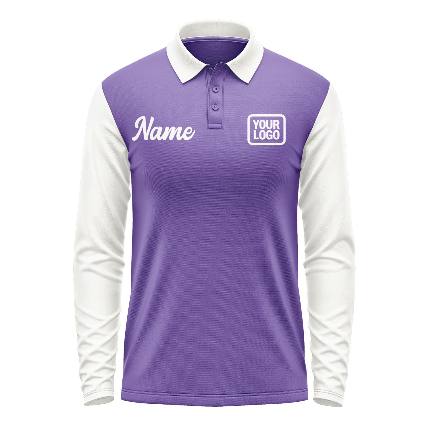 Custom Light Purple White Long Sleeve Polo Shirt Pl231818B118