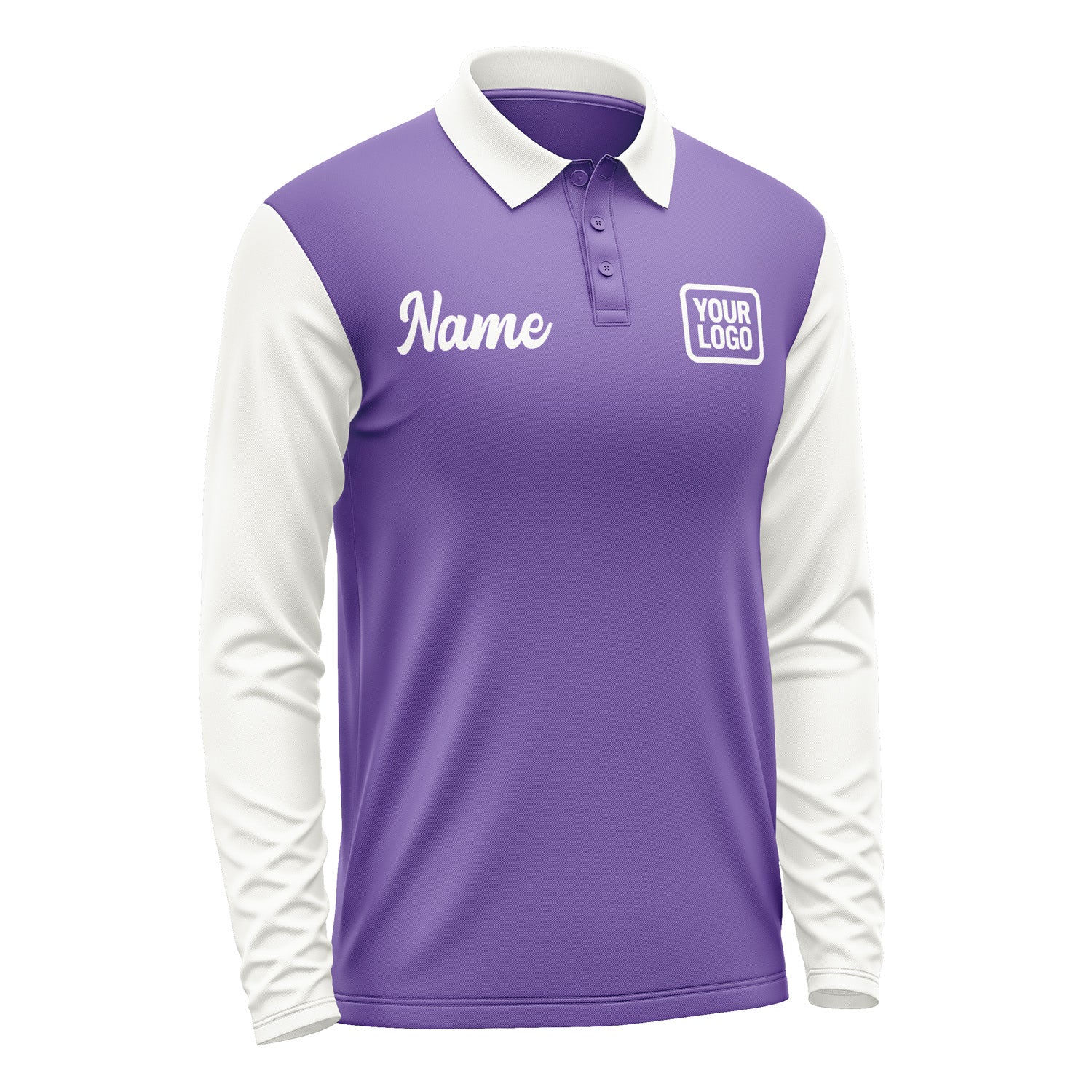 Custom Light Purple White Long Sleeve Polo Shirt Pl231818B118