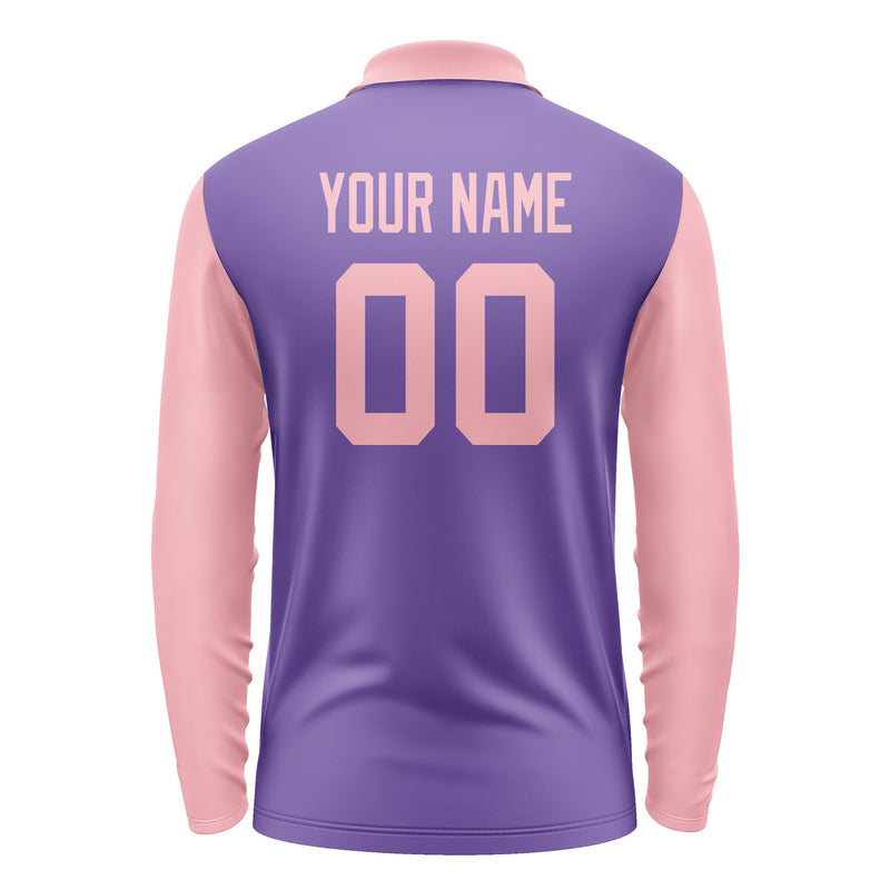 Custom Light Purple Light Pink Long Sleeve Polo Shirt Pl232121B121
