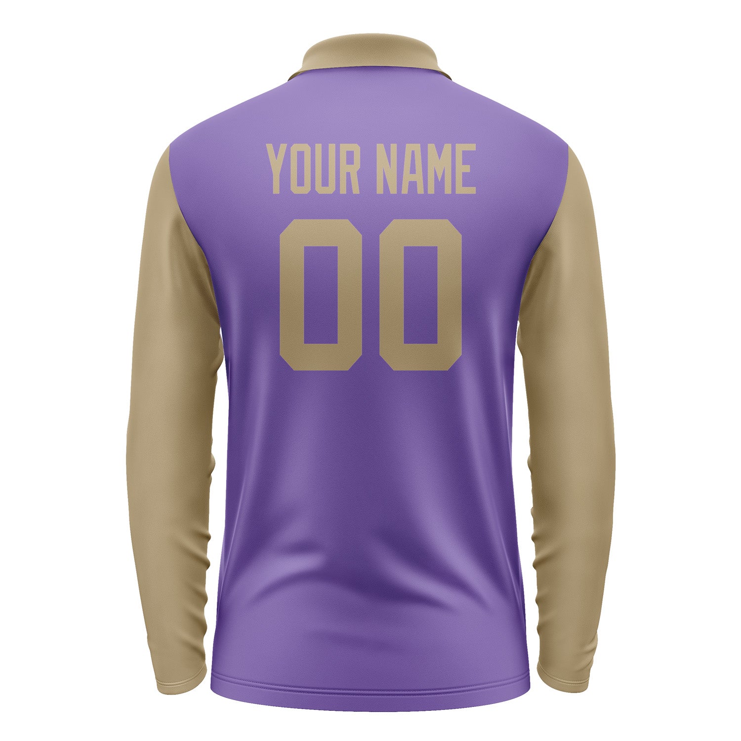 Custom Light Purple Light Khaki Long Sleeve Polo Shirt Pl232525B125
