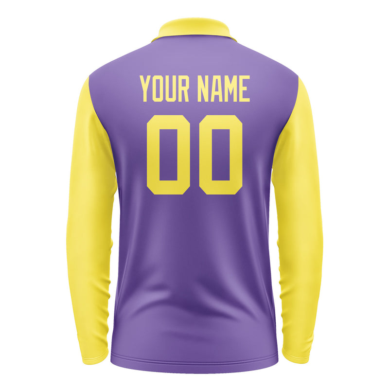 Custom Light Purple Light Yellow Long Sleeve Polo Shirt Pl232626B126