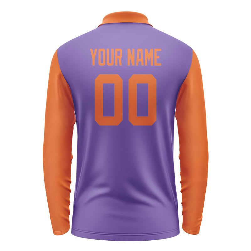 Custom Light Purple Orange Long Sleeve Polo Shirt Pl232828B128