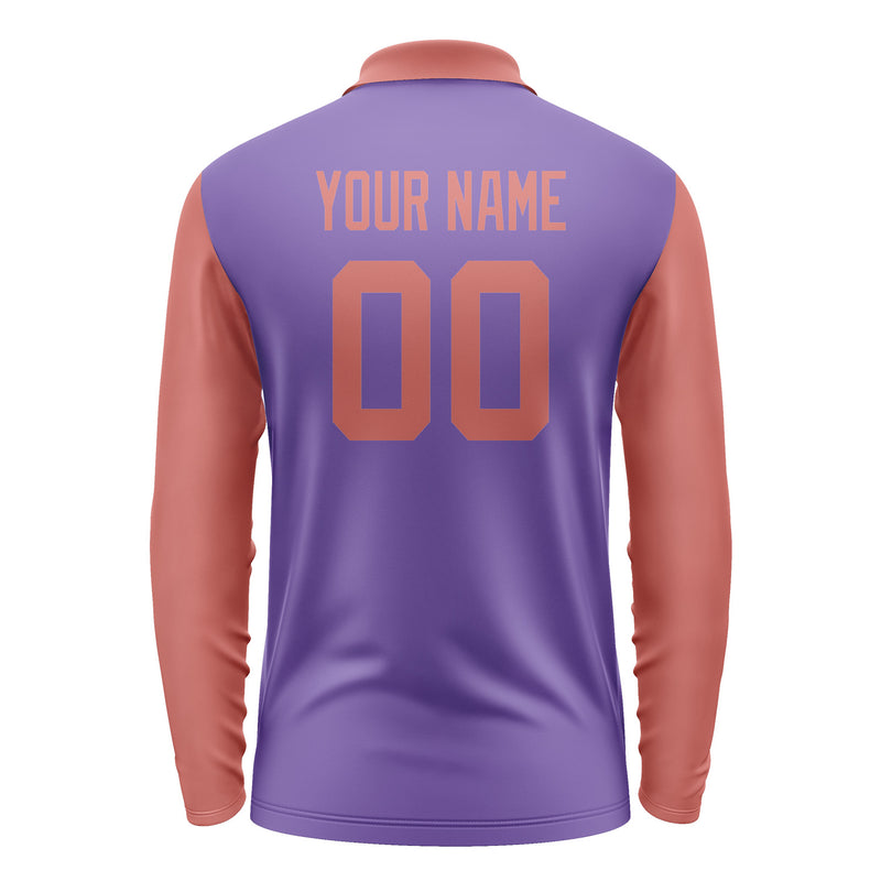 Custom Light Purple Copper Rose Long Sleeve Polo Shirt Pl232929B129