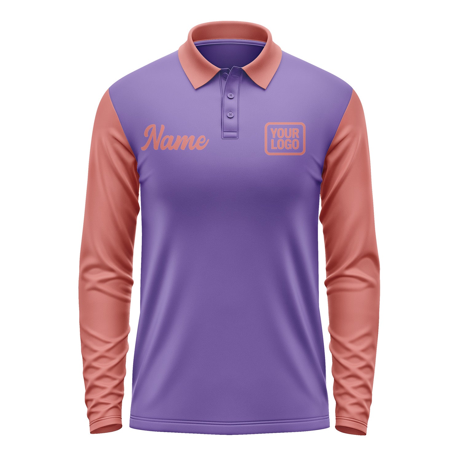 Custom Light Purple Copper Rose Long Sleeve Polo Shirt Pl232929B129