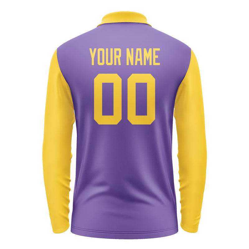 Custom Light Purple Gold Long Sleeve Polo Shirt Pl233030B130