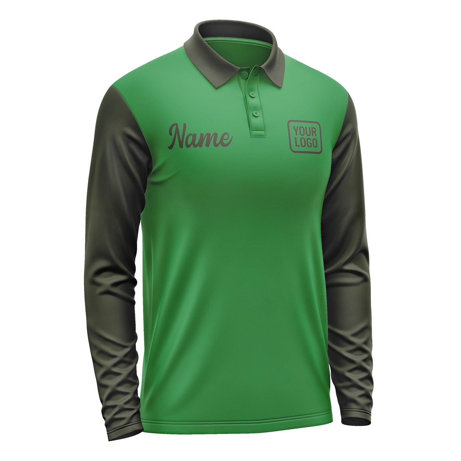 Custom Emerald Green Olive Long Sleeve Polo Shirt Pl240202B102
