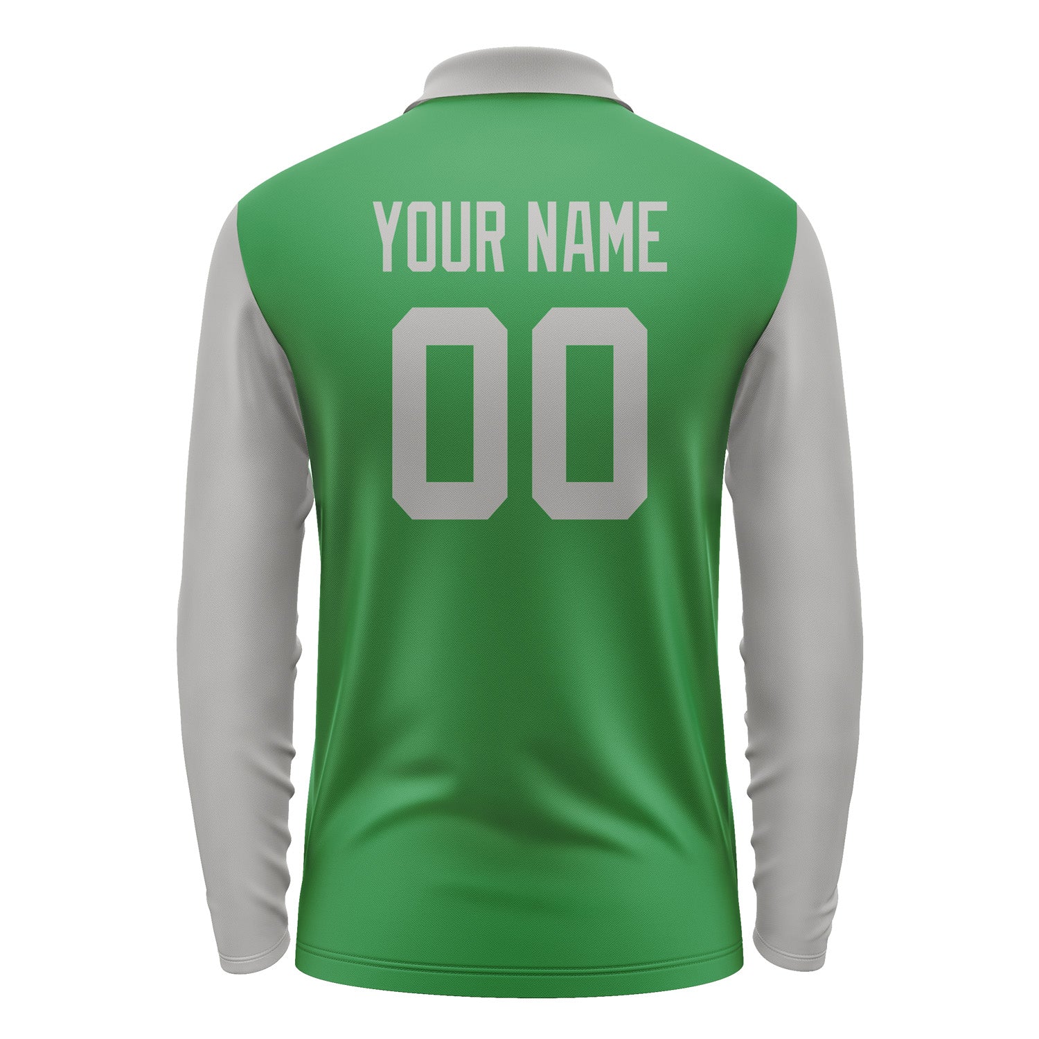 Custom Emerald Green Gray Long Sleeve Polo Shirt Pl240404B104