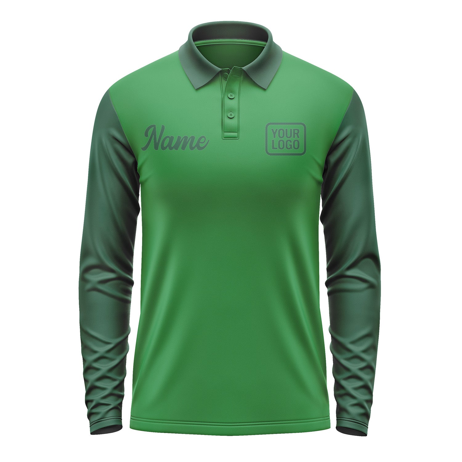 Custom Emerald Green Green Long Sleeve Polo Shirt Pl240505B105